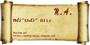 Máthé Aliz névjegykártya