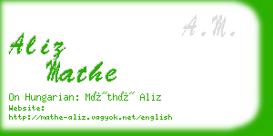 aliz mathe business card